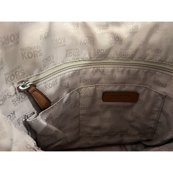 MICHAEL KORS Crossbody w/ Chain Top Handle Handbag Camel Brown Soft Leather - Picture 14 of 15